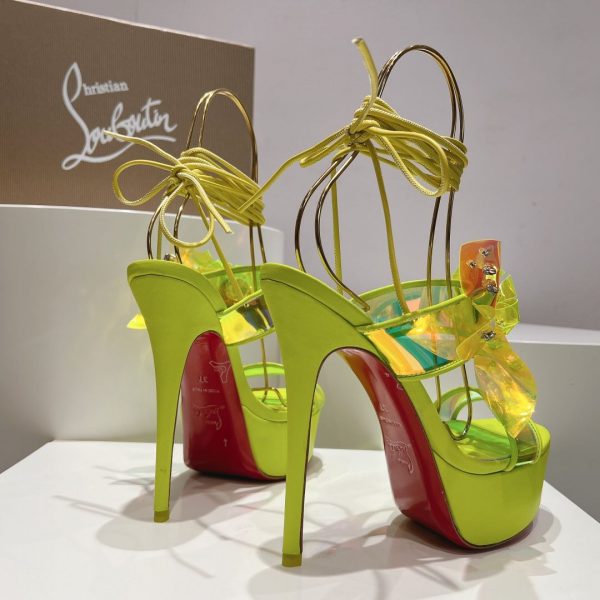 Christian Louboutin Alyah sandales à plateforme 150 mm PVC iridescent jaune fluo – Image 3
