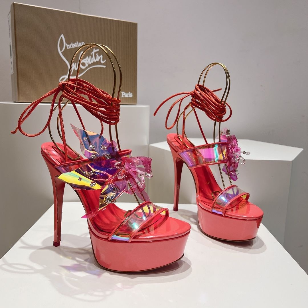 Christian Louboutin Alyah sandales à plateforme 150 mm PVC iridescent rose