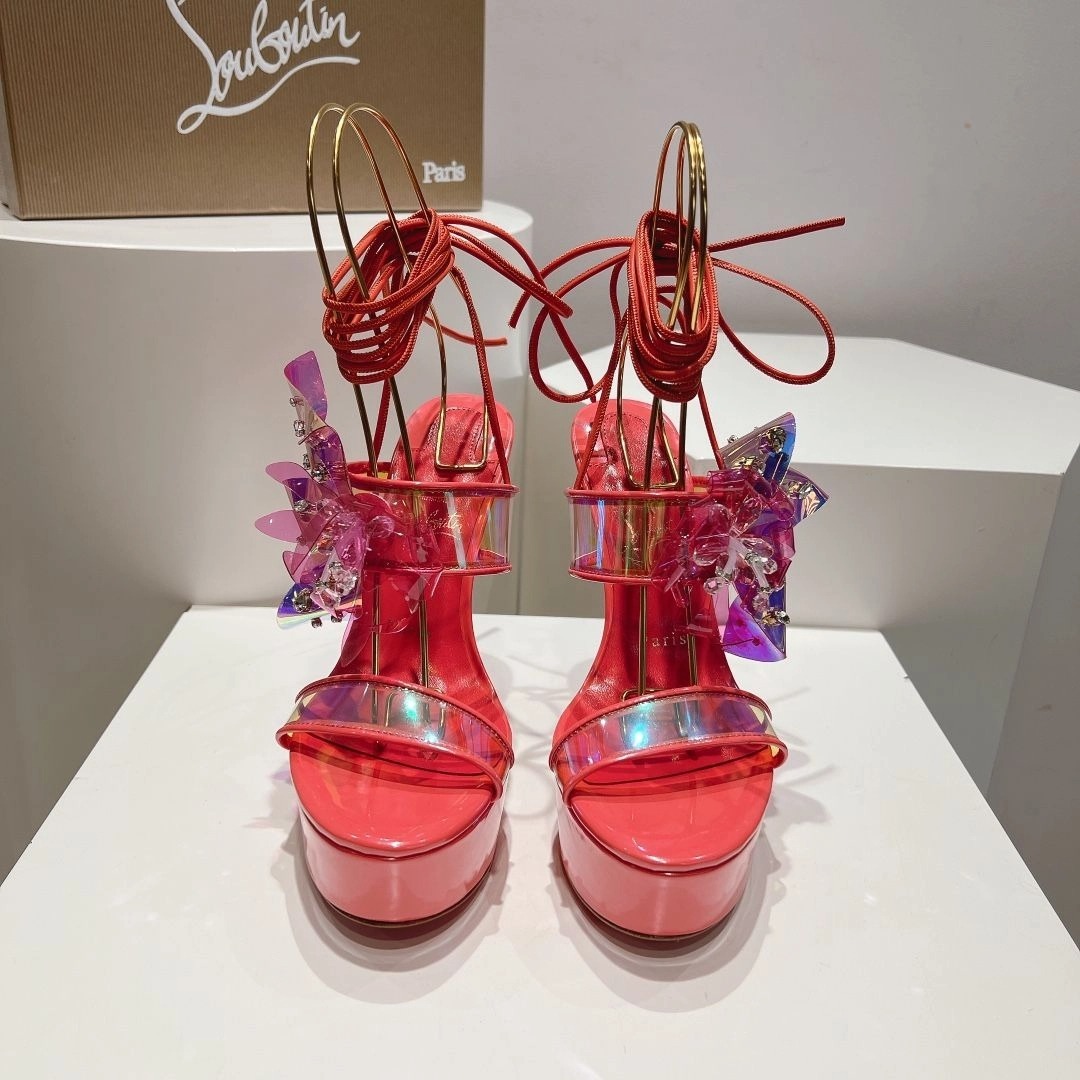 Christian Louboutin Alyah sandales à plateforme 150 mm PVC iridescent rose – Image 2