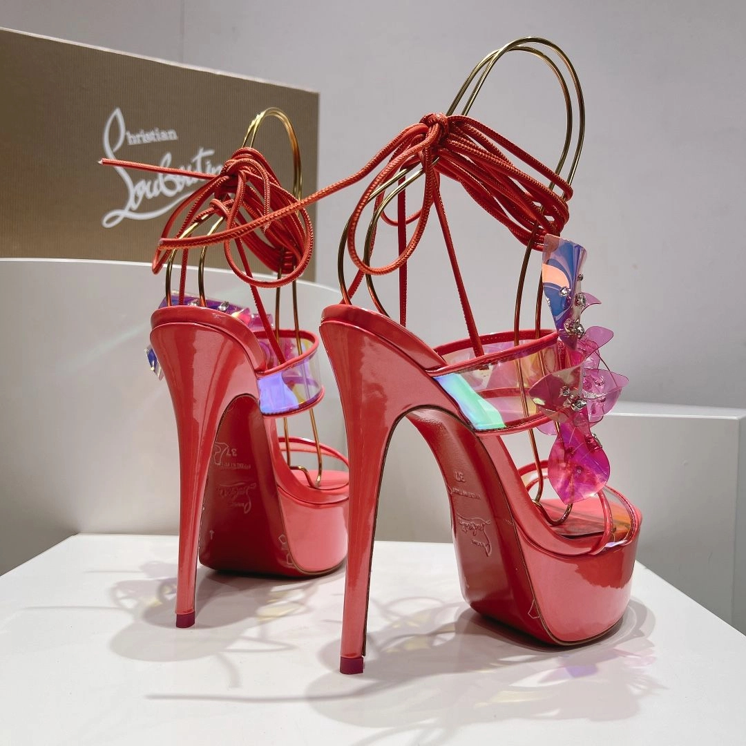 Christian Louboutin Alyah sandales à plateforme 150 mm PVC iridescent rose – Image 3