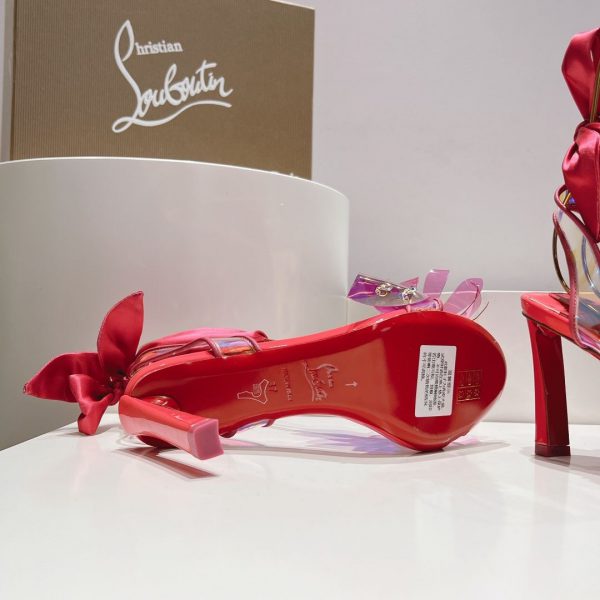 Christian Louboutin Alyah Sandales 85mm PVC Cuir Iridescent Rose – Image 4