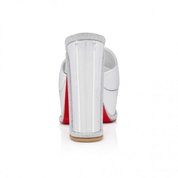 Christian Louboutin Amali Mule Alta 130 Mm Cuir Nappa Argent – Image 3