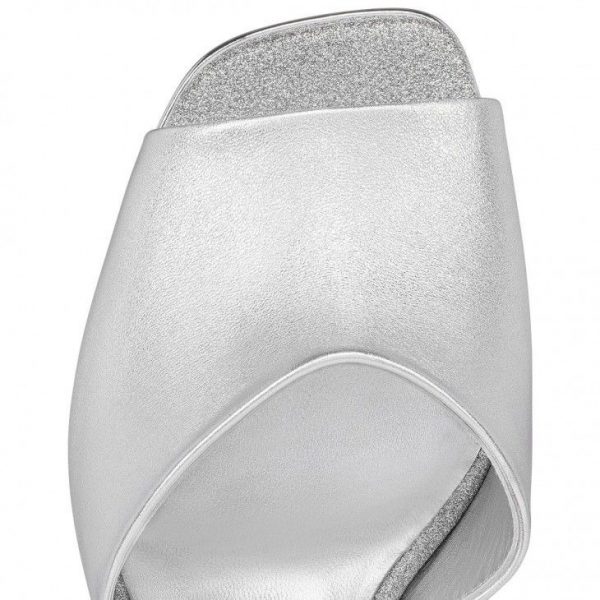 Christian Louboutin Amali Mule Alta 130 Mm Cuir Nappa Argent – Image 4