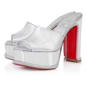 Christian Louboutin Amali Mule Alta 130 Mm Cuir Nappa Argent