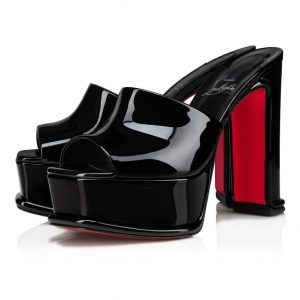 Christian Louboutin Mules Amali Mule Alta 130 mm en cuir verni noir
