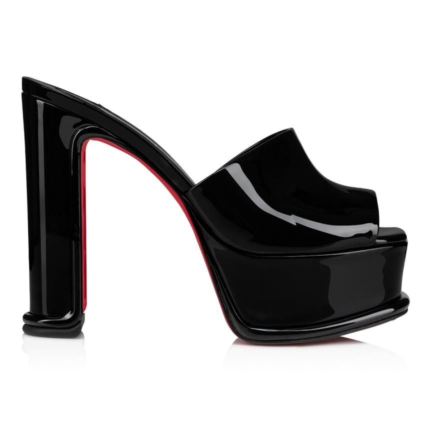Christian Louboutin Amali Mule Alta 130 mm mules cuir verni noir – Image 2