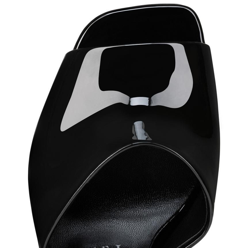 Christian Louboutin Amali Mule Alta 130 mm mules cuir verni noir – Image 4