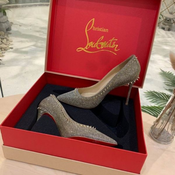 Christian Louboutin Anjalina Spike escarpins à clous pailletés Escarpic argentés – Image 2