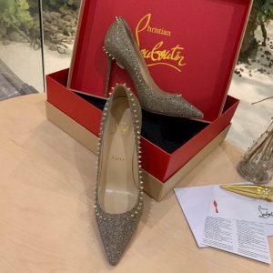 Christian Louboutin Anjalina Spike escarpins à clous pailletés Escarpic argentés