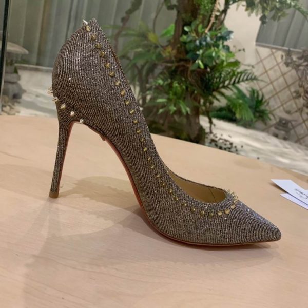 Christian Louboutin Anjalina Spike escarpins à clous pailletés Escarpic argentés – Image 3