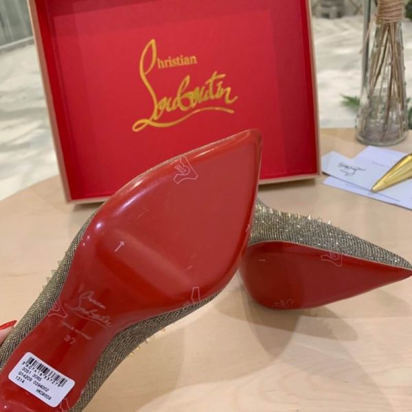 Christian Louboutin Anjalina Spike escarpins à clous pailletés Escarpic argentés – Image 4