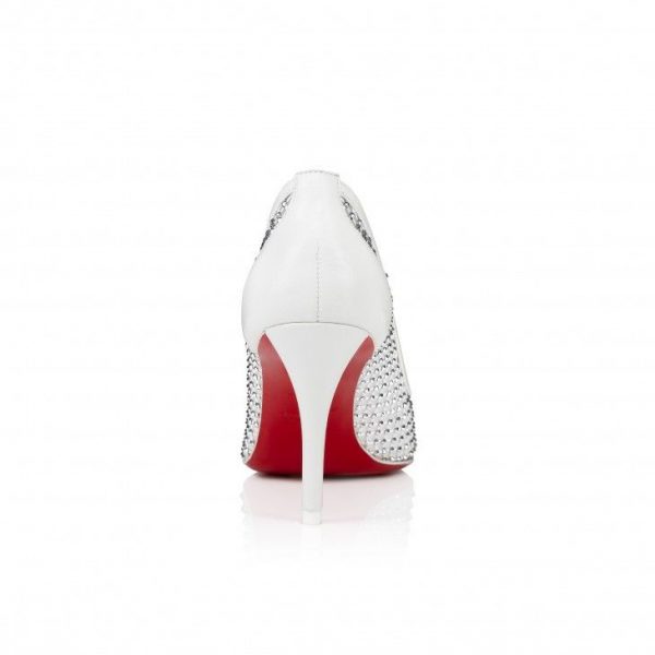 Christian Louboutin Apostropha Mesh Strass escarpins 80 mm en résille strassée et cuir nappa blanc – Image 3