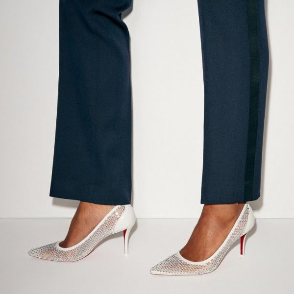 Christian Louboutin Apostropha Mesh Strass escarpins 80 mm en résille strassée et cuir nappa blanc – Image 5