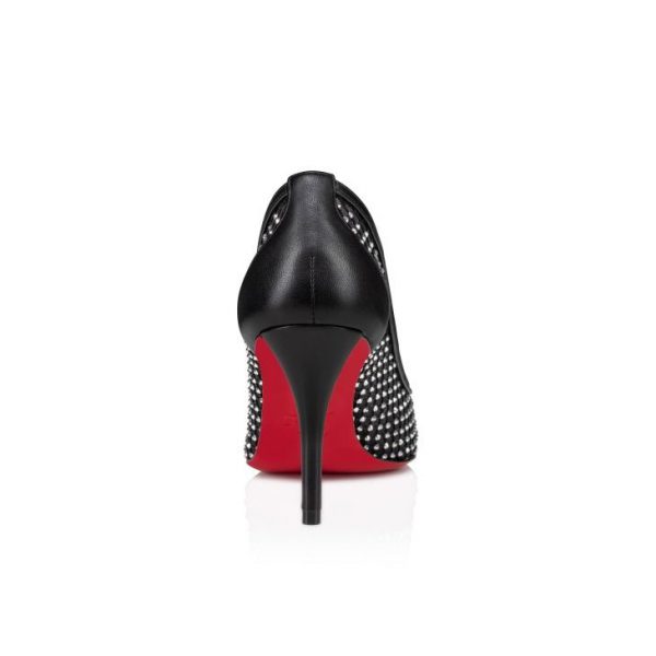 Christian Louboutin Apostropha Mesh Strass 80 mm Escarpins Résille Strass et Cuir Nappa Noir – Image 3