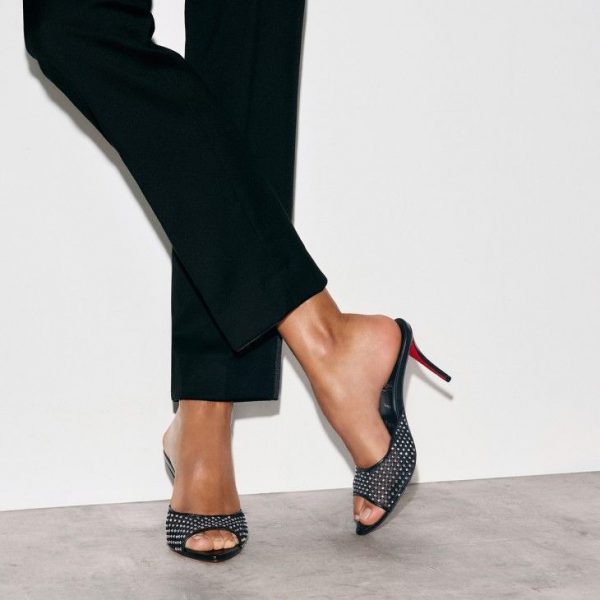 Christian Louboutin Apostropha Mule Mesh Strass 80 mm Mules Noir – Image 5