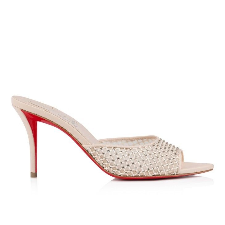 Christian Louboutin Apostropha Mule Mesh Strass 80 mm Mules Leche – Image 2