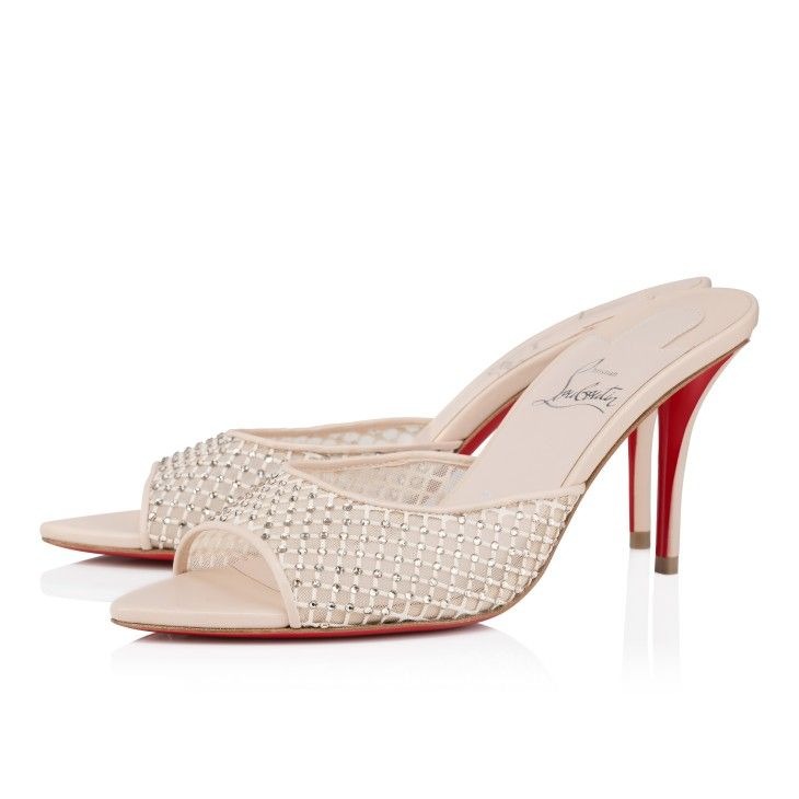 Christian Louboutin Apostropha Mule Mesh Strass 80 mm Mules Leche