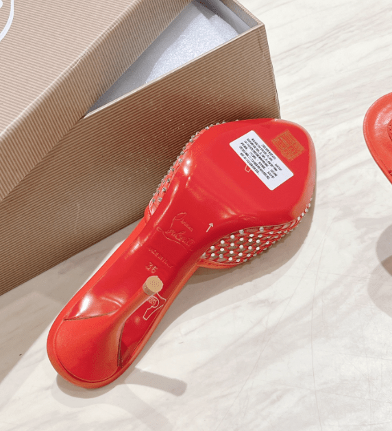 Christian Louboutin Mules Apostropha Mesh Strass 80 mm rouge – Image 3