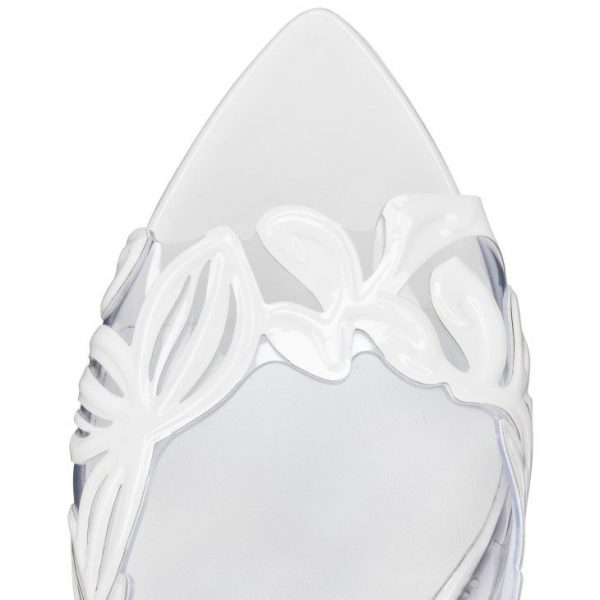 Christian Louboutin Apostropha Mule Petunia 80 mm Mules PVC et Cuir Verni Blanc – Image 4