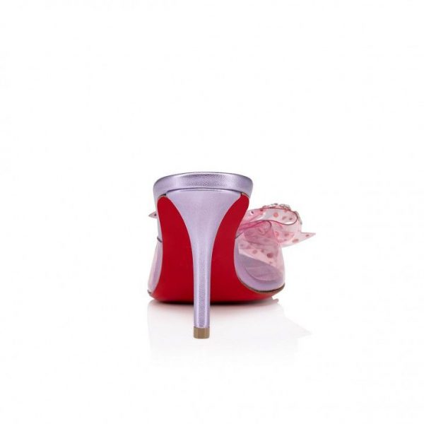Christian Louboutin Aqua Strass 80 mm Mules PVC Cuir Nappa Irisé et Strass Parme – Image 3