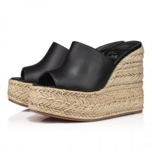 Christian Louboutin Ariella Zeppa 130 Mm Espadrilles Cuir de veau Noir