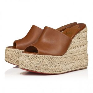 Christian Louboutin Ariella Zeppa 130 Mm Espadrilles Cuir de veau Cuoio