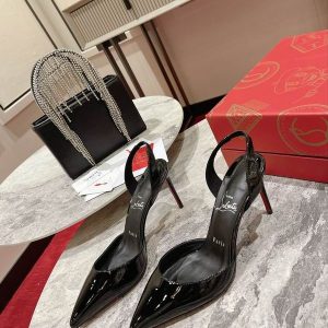Christian Louboutin Astrid 85 mm escarpins slingback en cuir verni noir