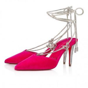Christian Louboutin Astrid Lace Strass escarpins à brides 85 mm en velours et strass Glam