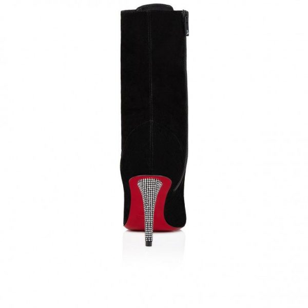 Christian Louboutin Astrid Lace Strass Booty 85 Mm Bottes Noires – Image 4
