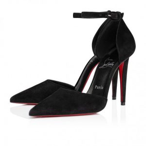 Christian Louboutin Astrida Bride escarpins à brides 100 mm en veau velours noir