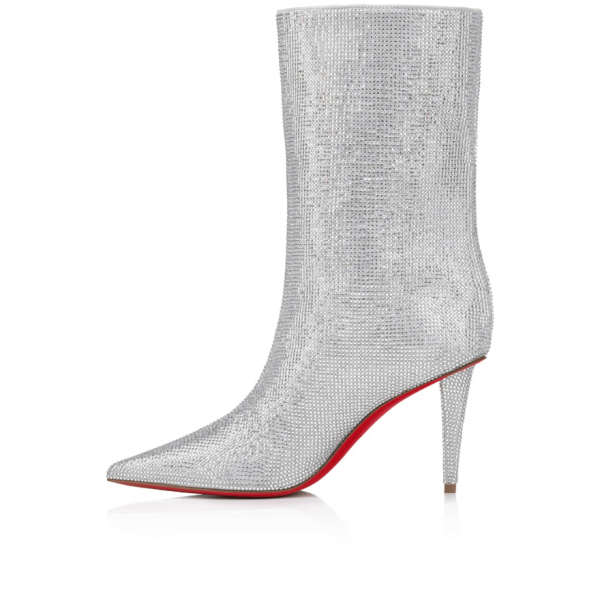 Christian Louboutin Astrilarge Strass Booty 85mm Strass Scintillants Argent – Image 2