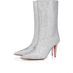 Christian Louboutin Astrilarge Strass Booty 85mm Strass Scintillants Argent