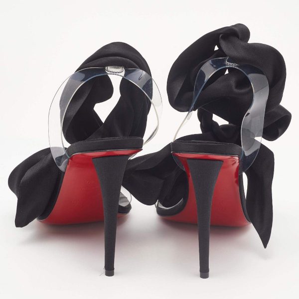 Christian Louboutin Astrinodo Sandales à Lanières 100mm Satin et PVC Noir – Image 3
