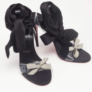 Christian Louboutin Astrinodo Sandales à Lanières 100mm Satin et PVC Noir