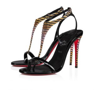 Christian Louboutin Athina Strass Aftersun 100 Mm Sandales à Brides Noires