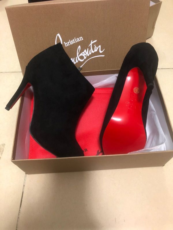 Christian Louboutin Belle Bottines 100mm Cuir Suédé Noir – Image 2