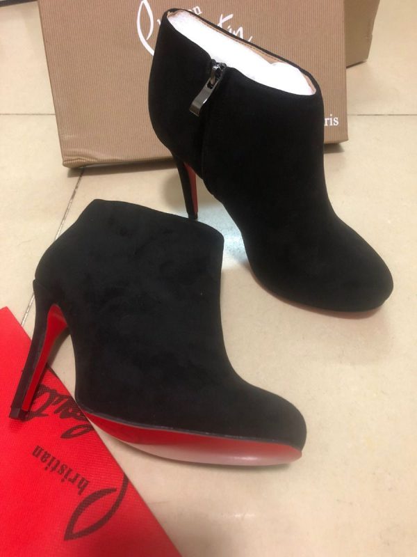 Christian Louboutin Belle Bottines 100mm Cuir Suédé Noir – Image 3