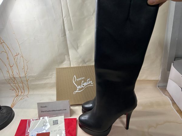 Christian Louboutin Bianca Bota Bottes Hautes 120mm en Cuir de Veau Noir – Image 2