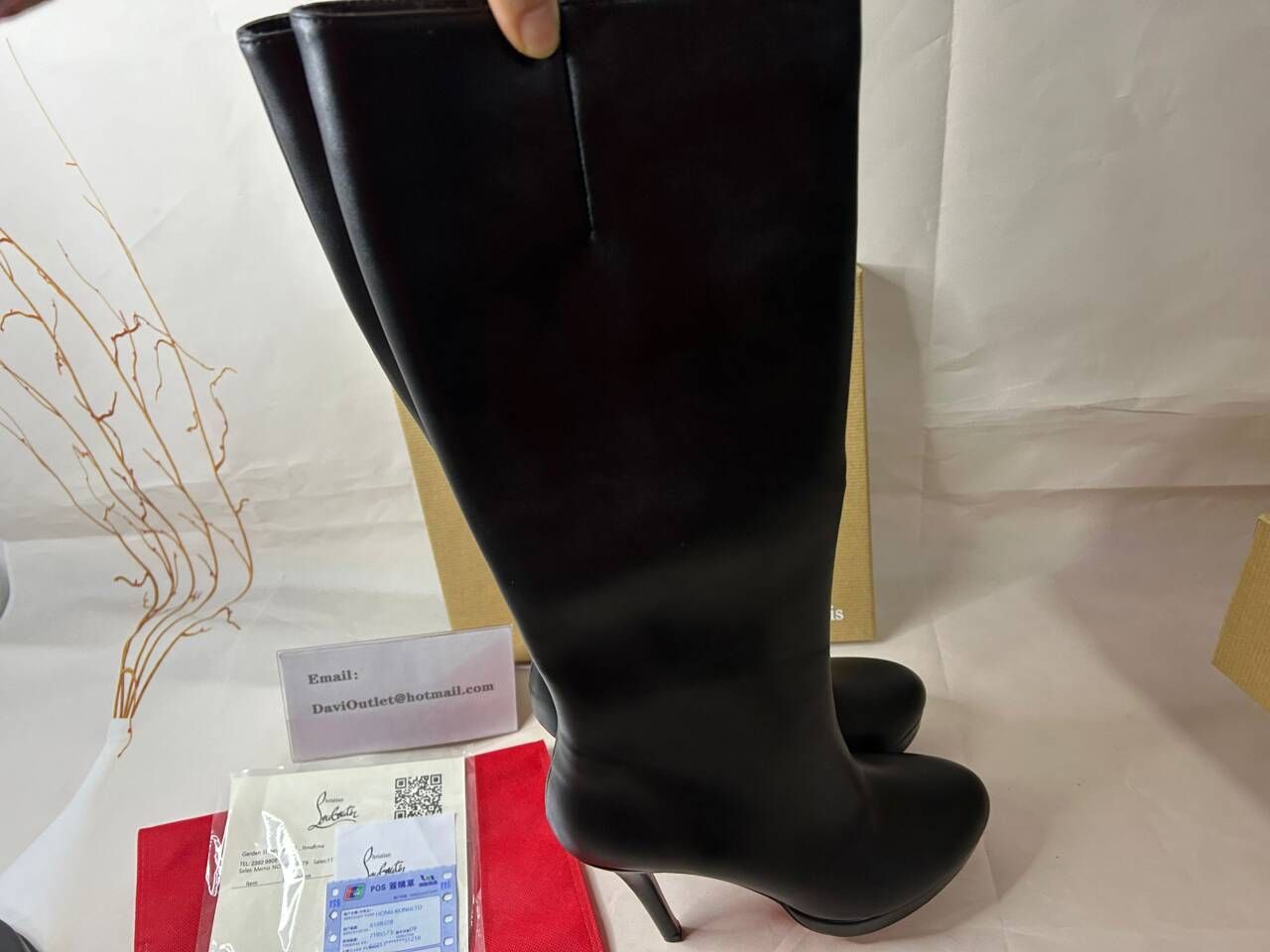 Christian Louboutin Bianca Botta 140MM Bottes Hautes en Cuir de Veau Noir – Image 3