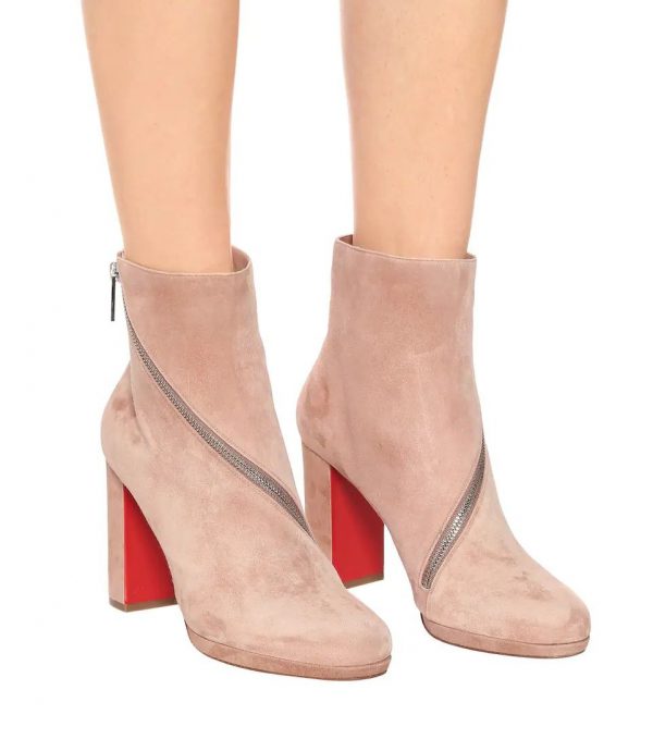 Christian Louboutin Birgitta 100 Bottines en Daim Rose – Image 4