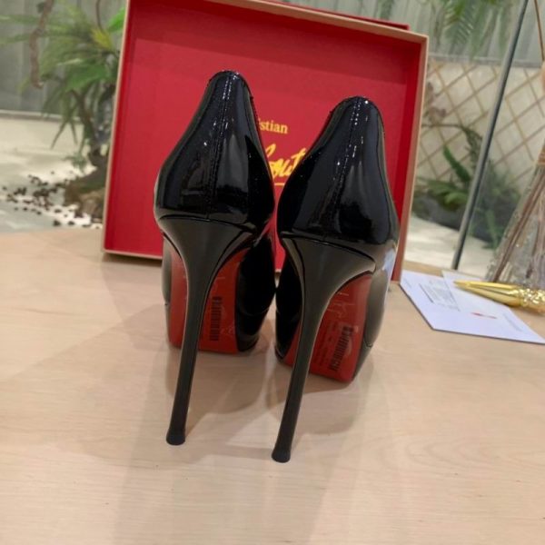 Christian Louboutin Fetish Peep Noir 130mm Escarpins Cuir Verni – Image 3