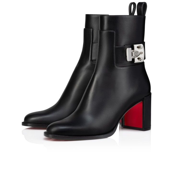 Christian Louboutin Booty Lock 70 mm Bottines Basses Cuir Veau Noir