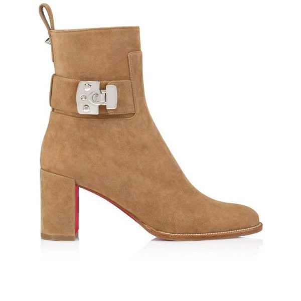 Christian Louboutin Booty Lock 70 mm Bottines Basses Veau Velours Lionne – Image 2