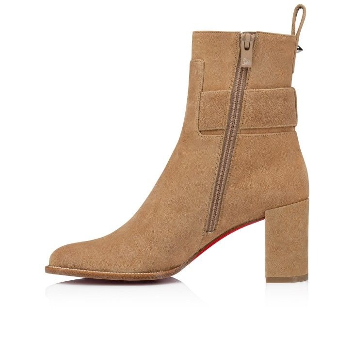 Christian Louboutin Booty Lock 70 mm Bottines Basses Veau Velours Lionne – Image 4