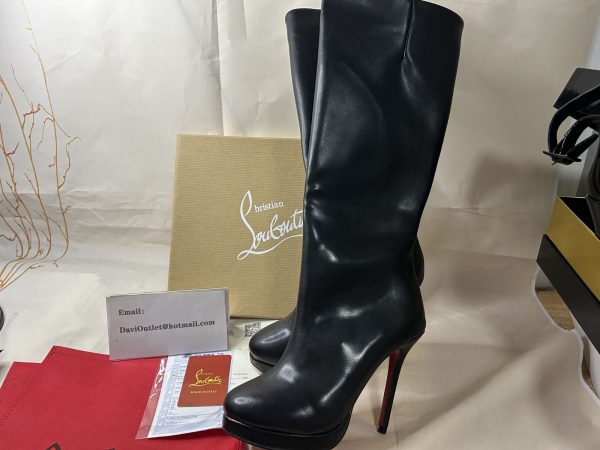 Christian Louboutin Botalili Bottes Hautes 100MM en Cuir Noir – Image 5