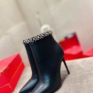 Christian Louboutin Chain Booty Bottines 100mm Cuir de Veau Noir