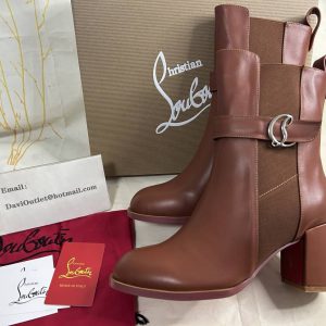 Christian Louboutin Chelsea Bottines 70mm Cuir de Veau Marron