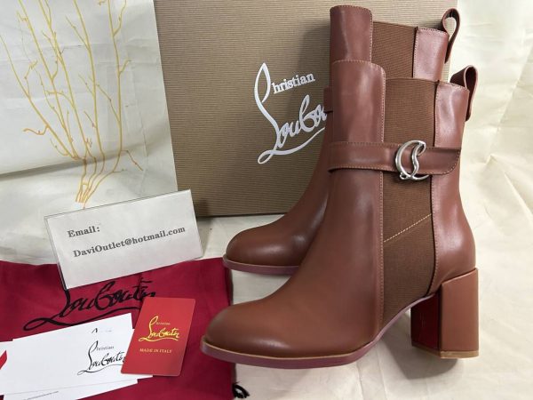 Christian Louboutin Chelsea Bottines 70mm Cuir de Veau Marron