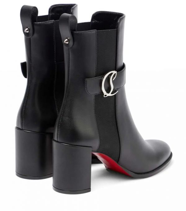 Christian Louboutin Chelsea Booty Bottines en Cuir Noir – Image 2