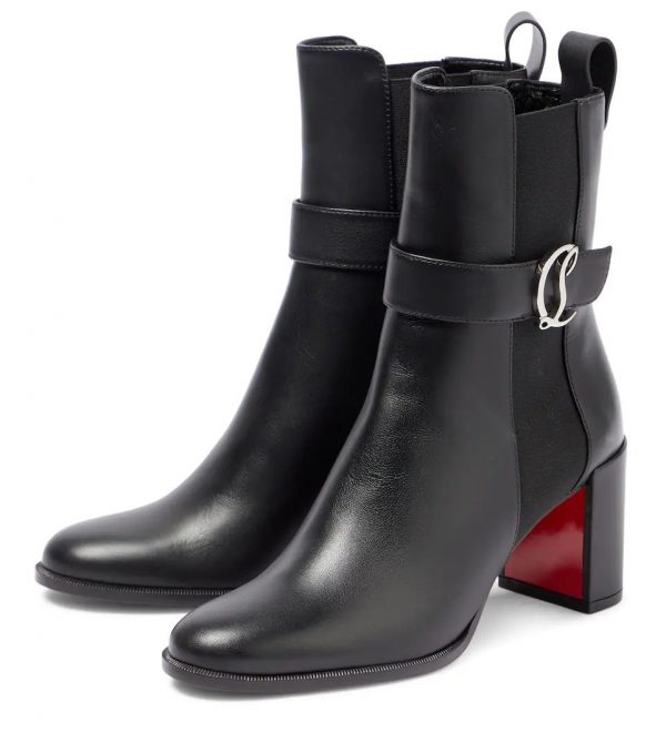 Christian Louboutin Chelsea Booty Bottines en Cuir Noir – Image 3